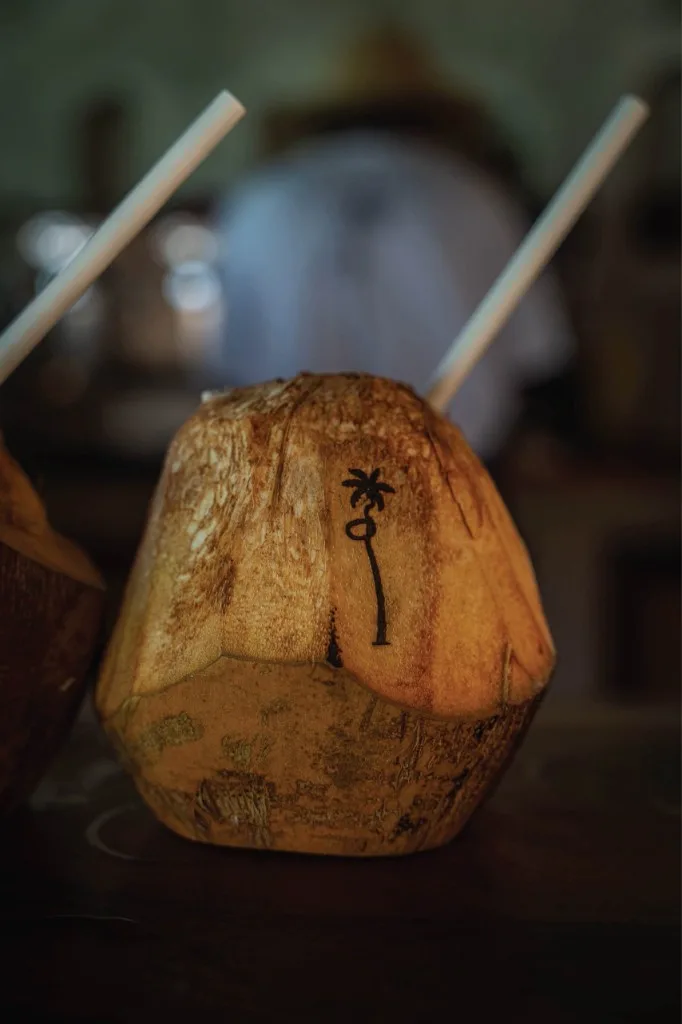 Fresh coconut drink served at Casa Coco