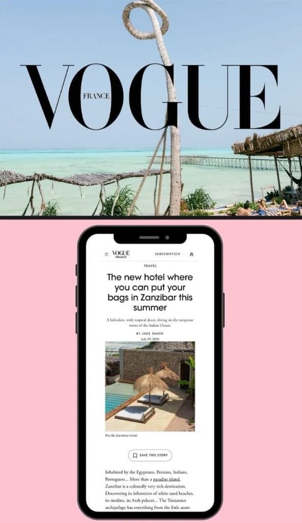 VOGUE France feature on Be Zanzibar